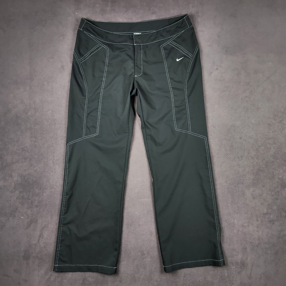 Nike Heritage Sportswear Bootcut Pants Womens XL Black‎ Y2K Contrast Stitch